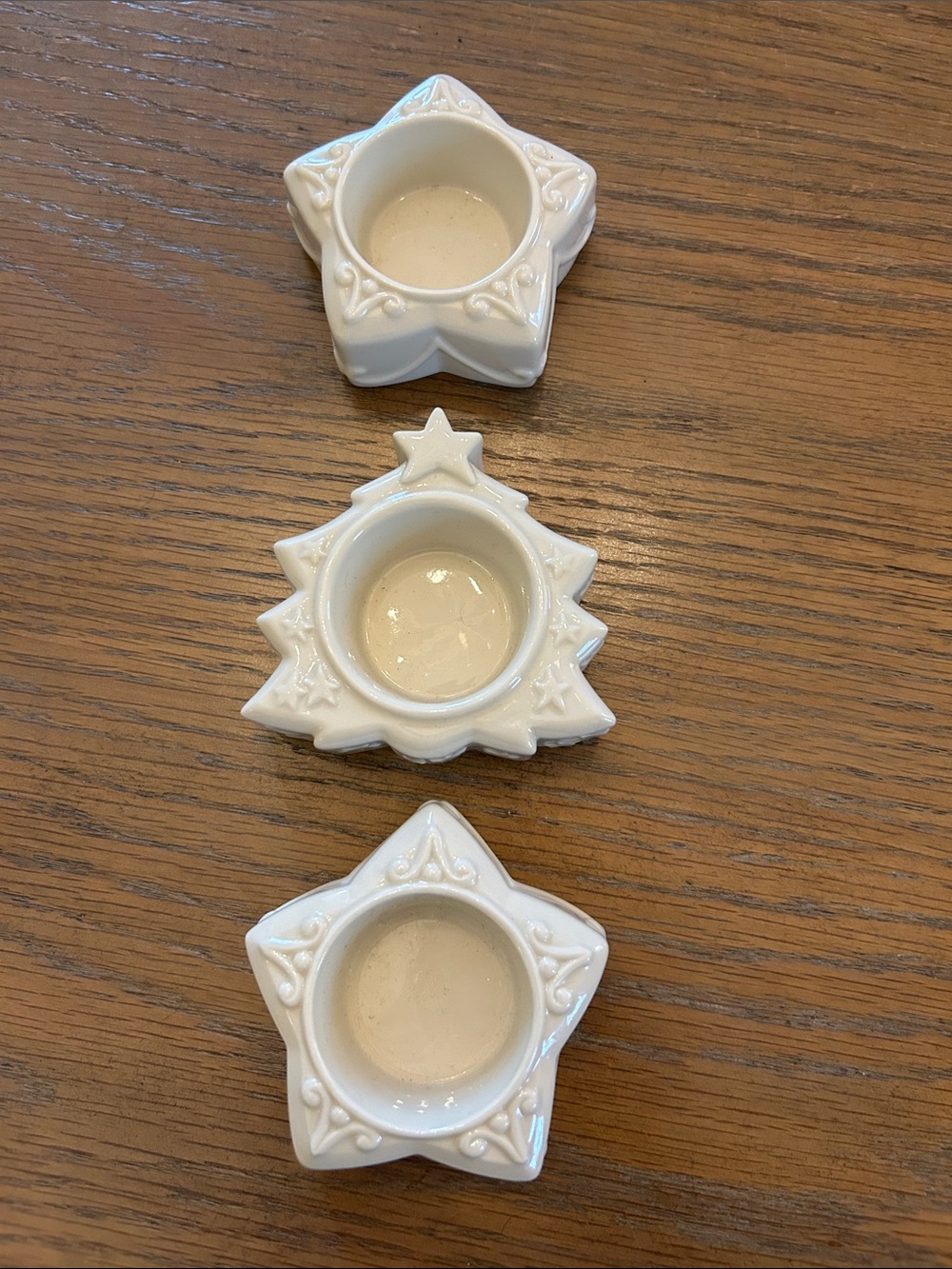 Lenox White Ceramic Star & Tree Tea Light Holders - Set of 3